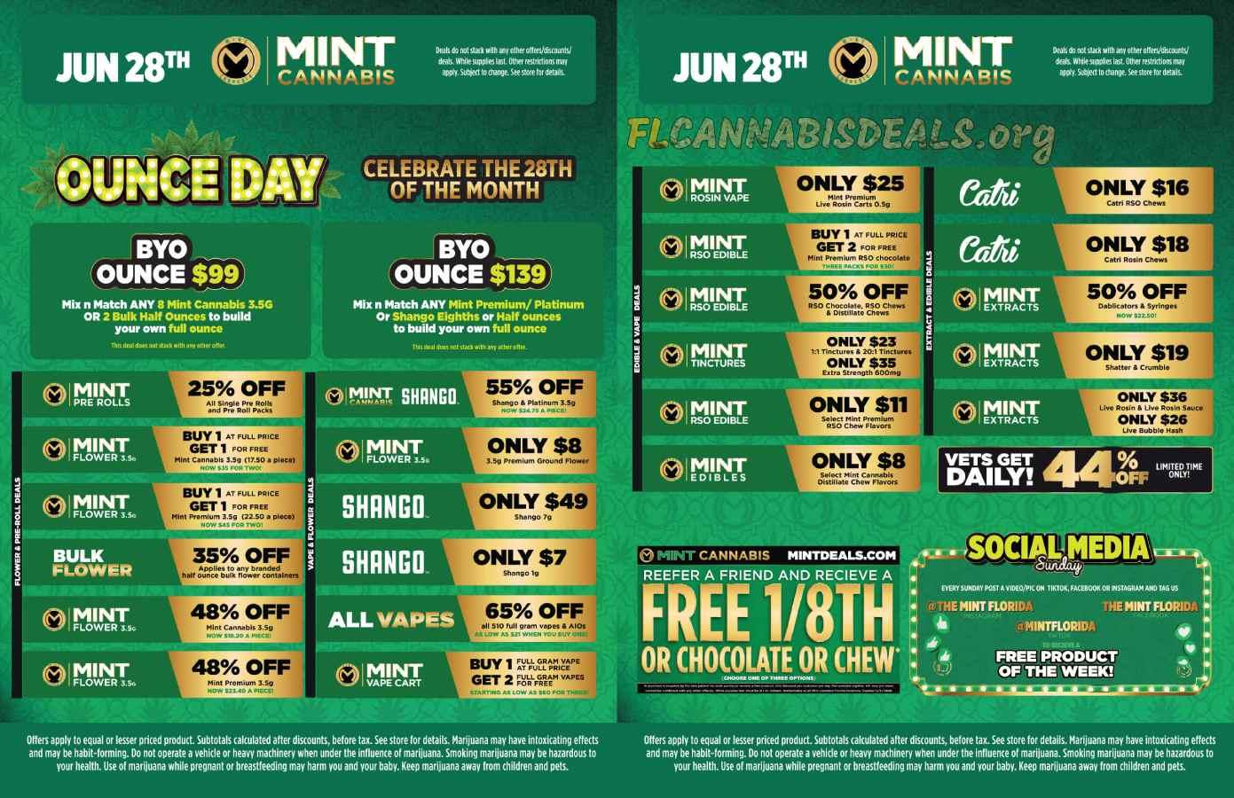 BYO Ounce, Daily Deals, and Free 1/8th! - Cannabis deal image