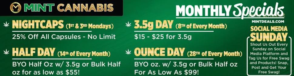 Monthly Specials & Social Media Swag - Cannabis deal image